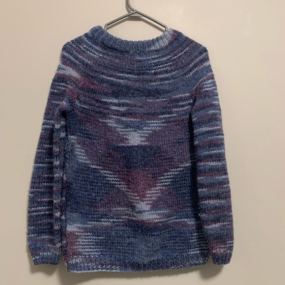 VINTAGE 80s Dad Grandpa Hand Knit Sweater Womens Medium - Picture 6 of 12